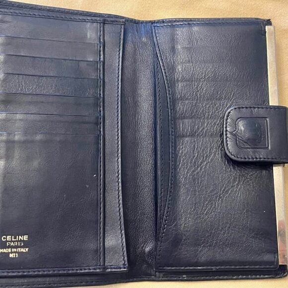 Vintage CÉLINE Wallet Women Black Bi-Fold Kiss Lock in Leather - Picture 5 of 8